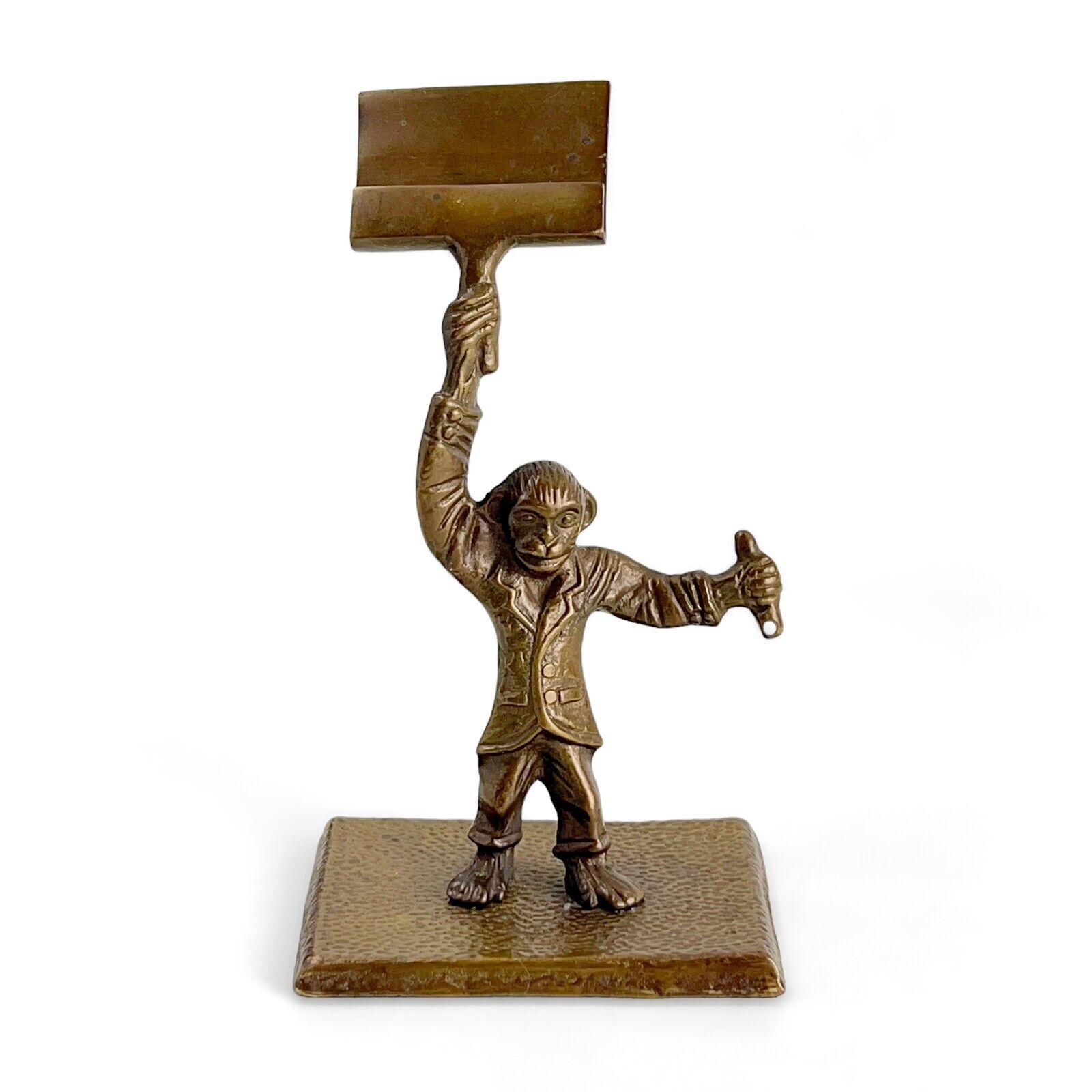 Monkey Butler Business Card Holder Vintage Brass Bronze Cast Iron