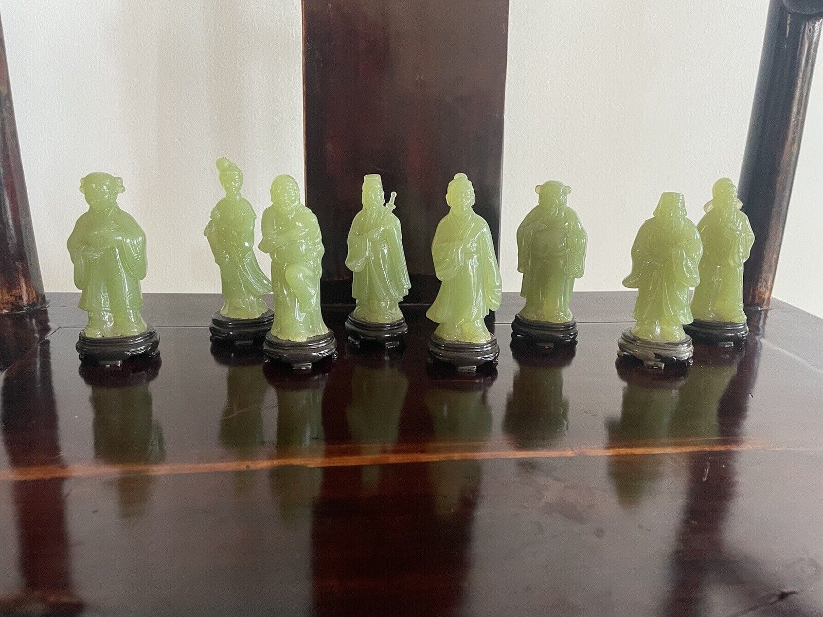 Vintage Vita Made In Hong Kong Plastic Faux Jade Statue Figurines- Set of 8