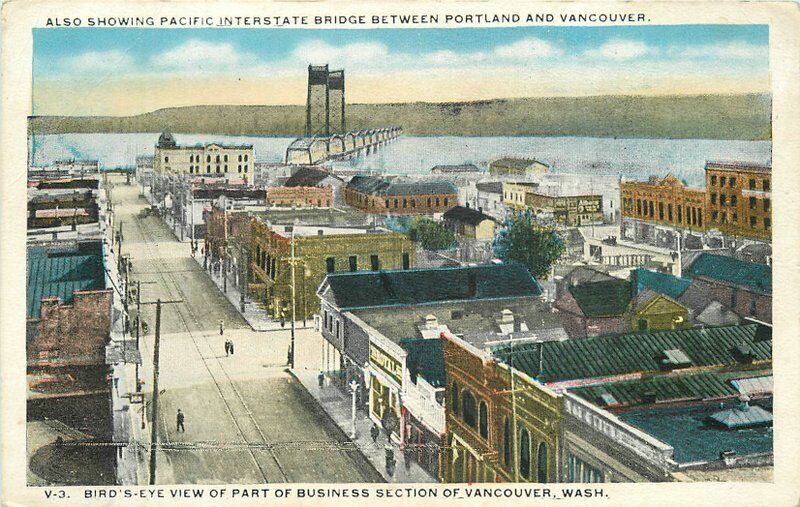 Washington Pacific Interstate Bridge Birdseye Business  News Postcard 22-5817