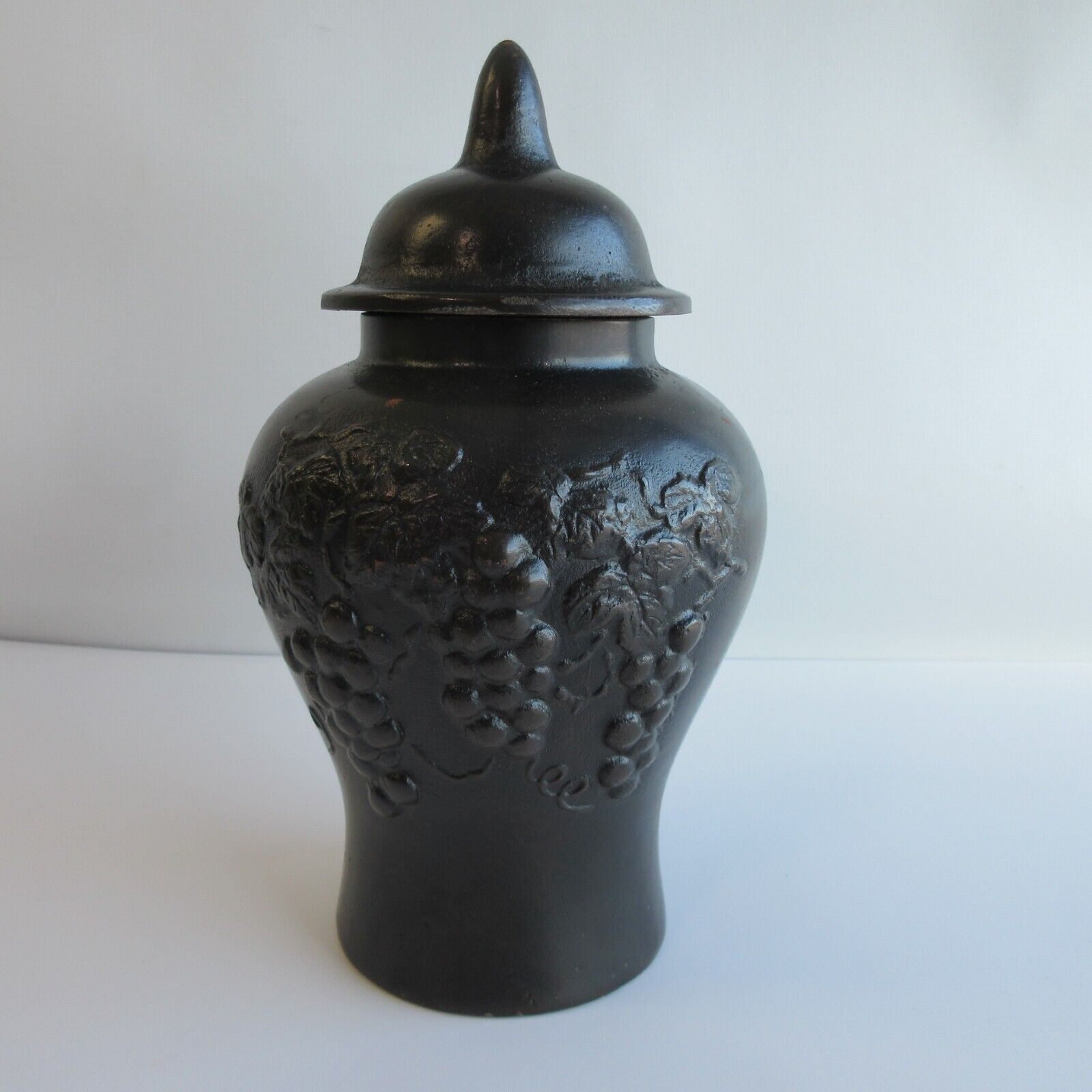 Antique Heavy Cast Iron Urn Jar Vessel w Lid Over 6 LBS