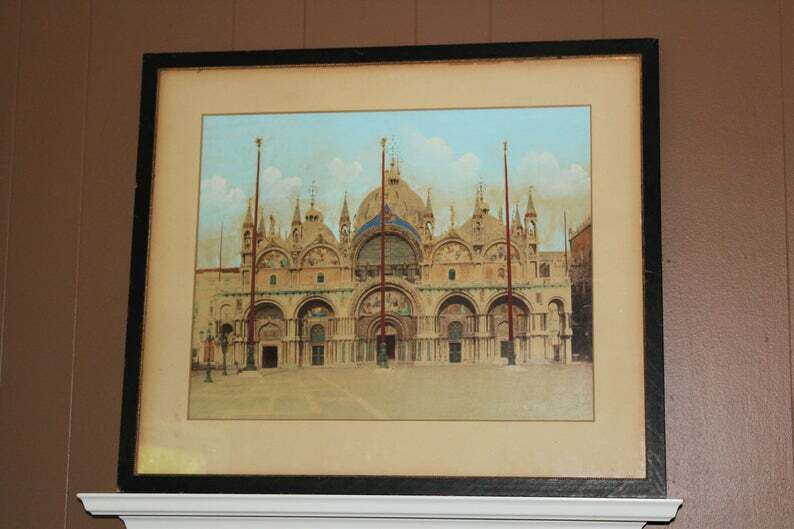 Huge Hand Colored Photograph St. Mark\'s Cathedral Venice Antique Albumen Paolo S