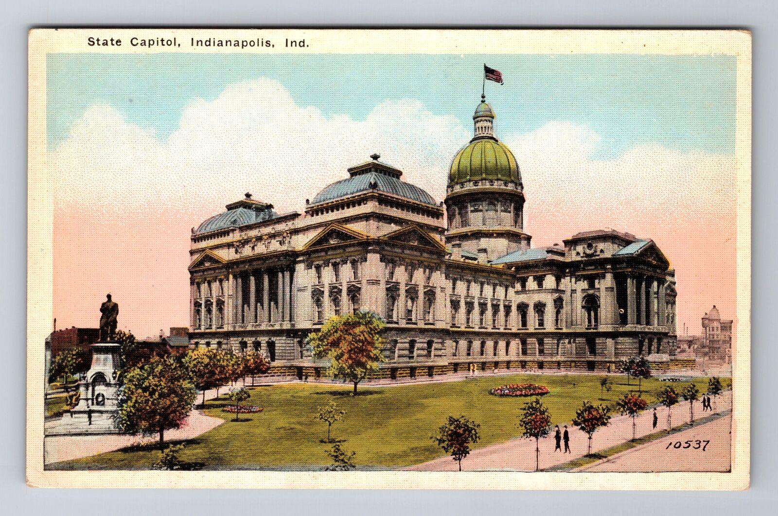 Indianapolis IN-Indiana, State Capitol Building, Statue, Vintage Postcard