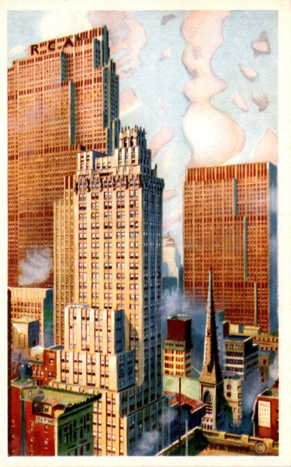 Rockefeller Center, New York City, R.C.A., International Building, Postcard