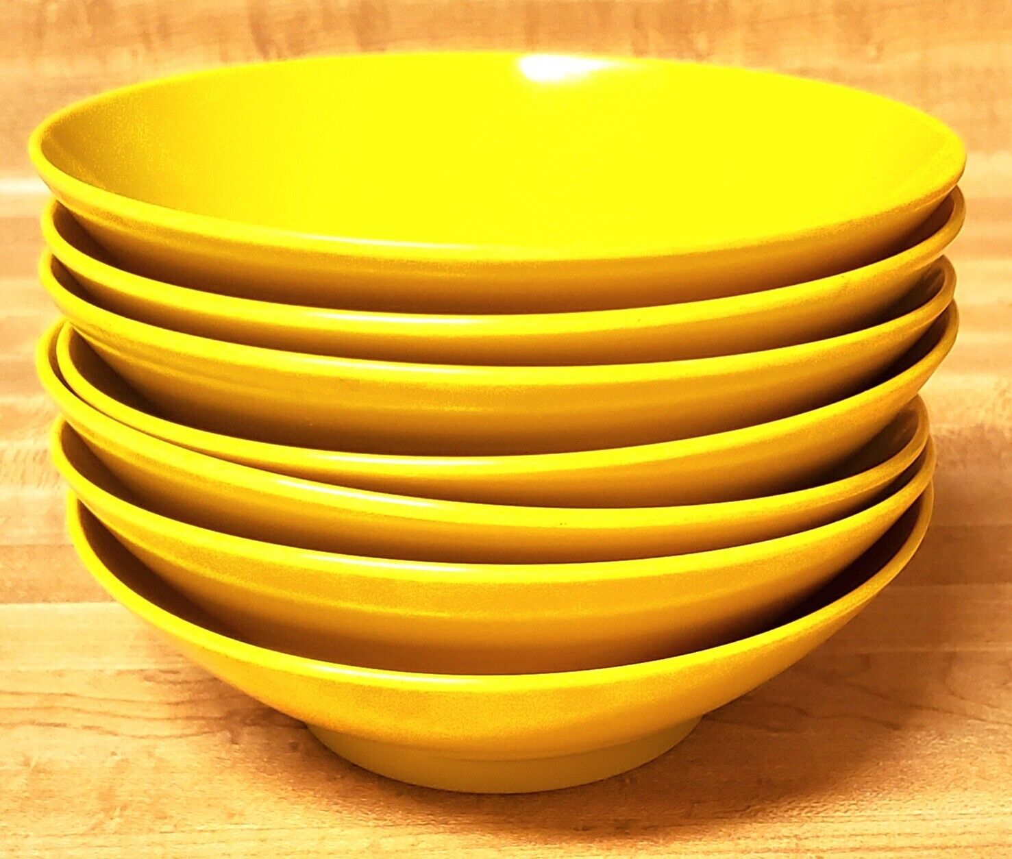 Vintage Mid Century Modern MCM 60s 70s Melamine 7 Yellow Bowls Dishes Set Lot 