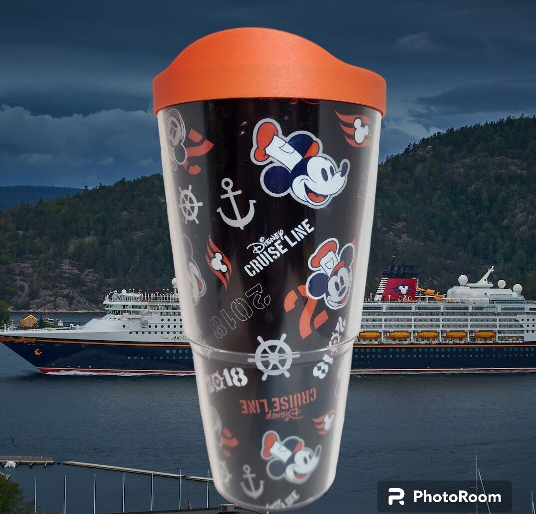 New Disney Cruise Line Mickey Anchors Large Tervis Tumbler 24oz W/ Lid DCL Nwt