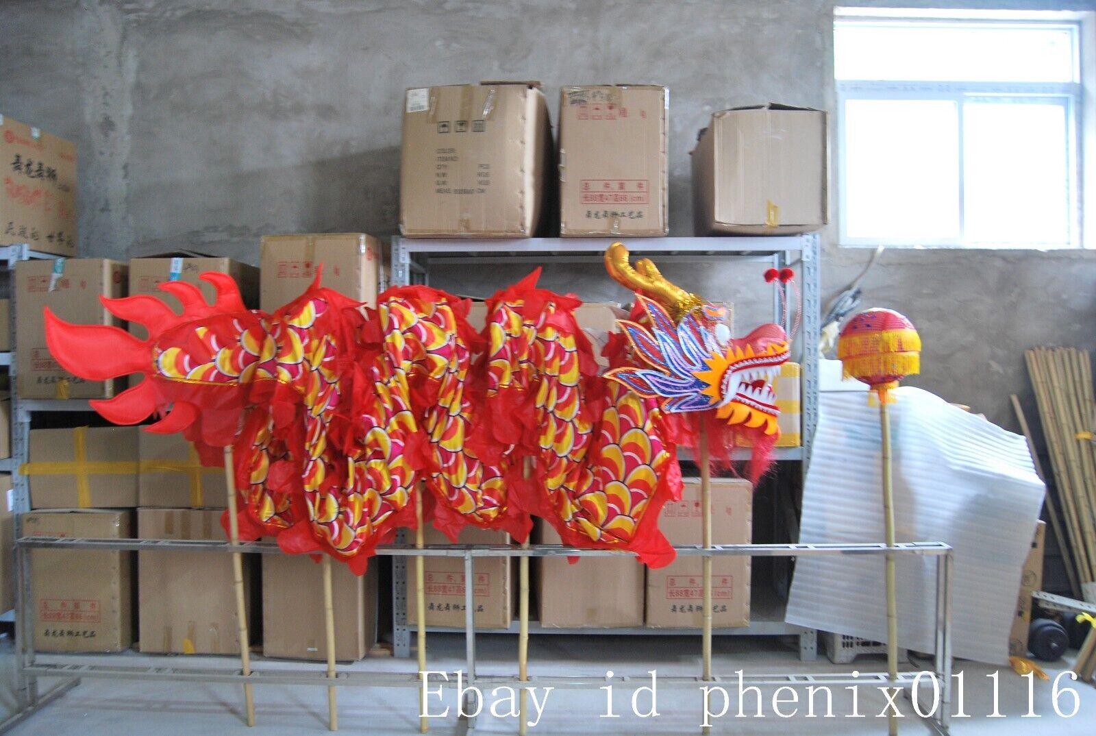 18m 10Adults Red  DRAGON DANCE ORIGINAL Dragon Chinese Folk Costume Props