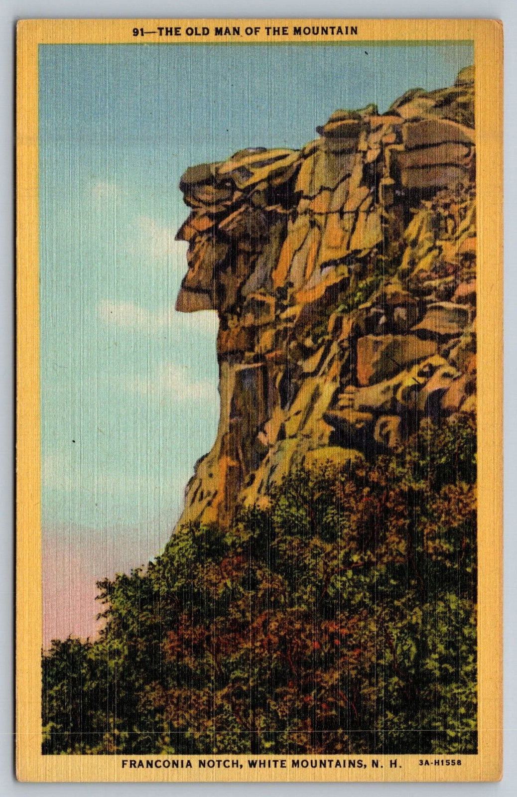 The Old Man of the Mountains, Franconia Notch, White Mountains, NH, Postcard