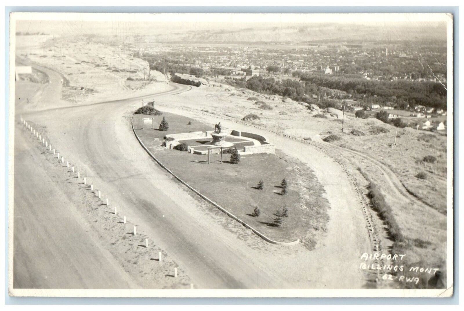 1949 Aerial View Of Airport Billings Montana MT RPO RPPC Photo Vintage Postcard