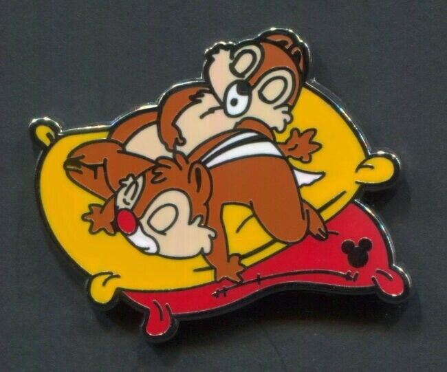 Disney Pins Chip Dale Hidden Mickey COMPLETER Pin Characters Sleeping on Pillows