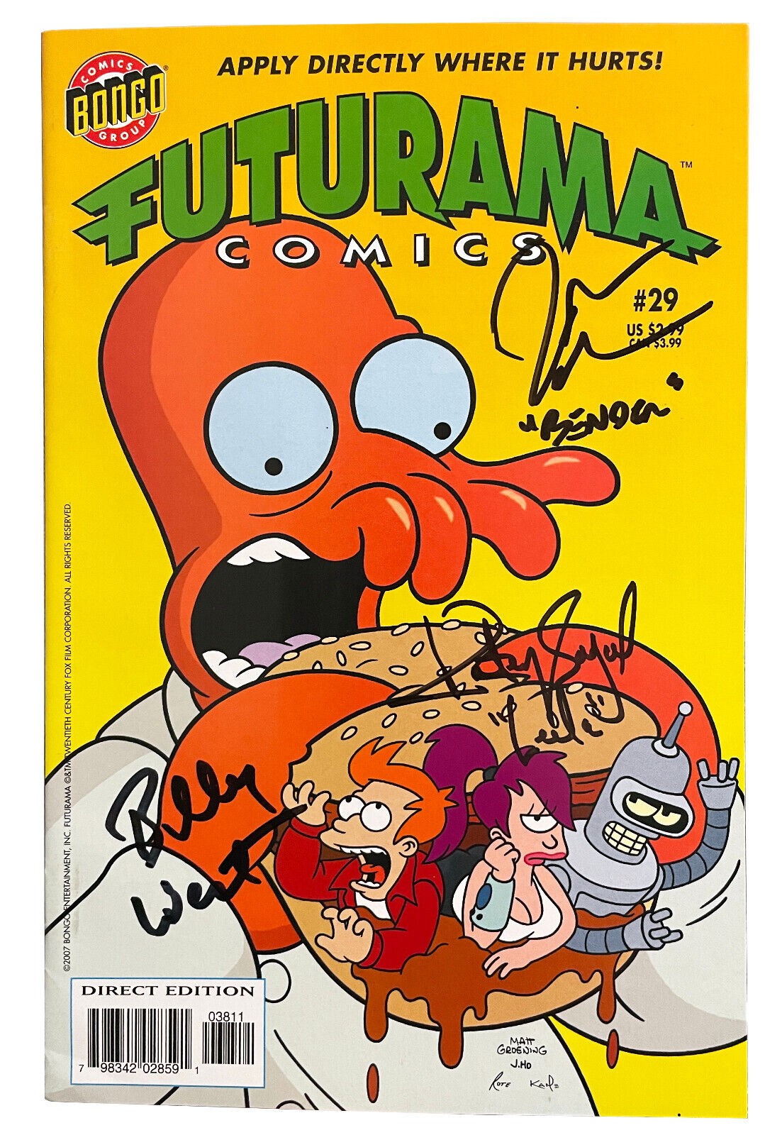 Futurama Cast Billy West John DiMaggio Katey Sagel Signed Autograph JSA COA LOA