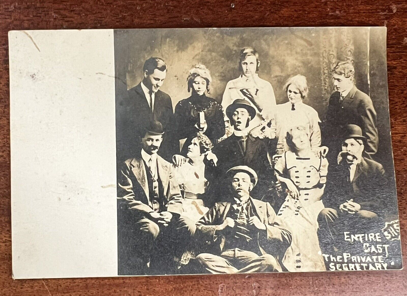 ATQ 1910s RPPC Postcard Students Cast Photo THE PRIVATE SECRETARY Costumes Funny