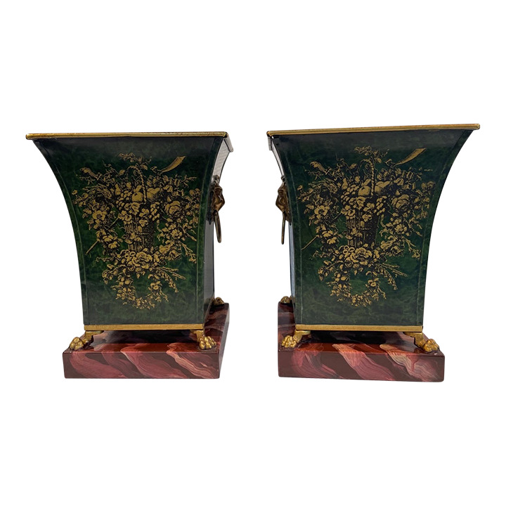 Vintage French Style Tole Jardinieres Planters - a Pair