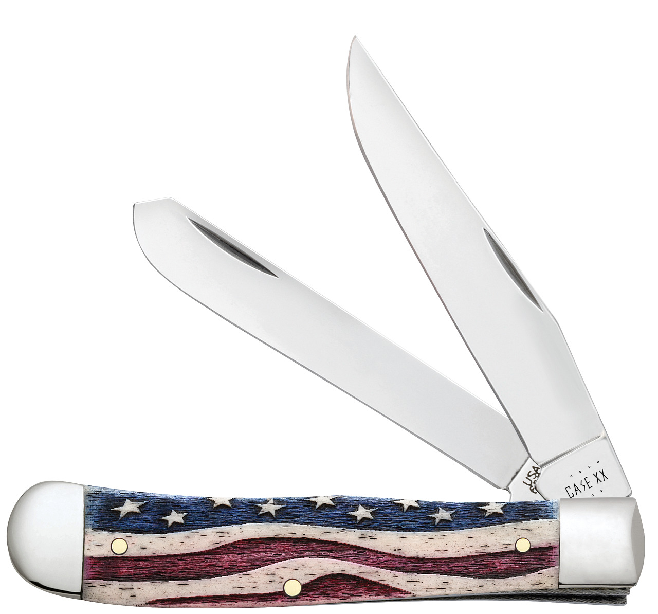Case xx Trapper Knife Star Spangled Natural Bone US Flag Stainless Pocket 64132