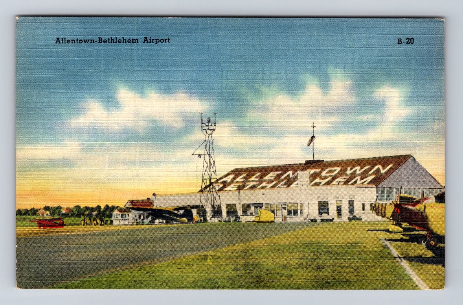 Allentown PA- Pennsylvania, Bethlehem Airport, Antique, Vintage Postcard