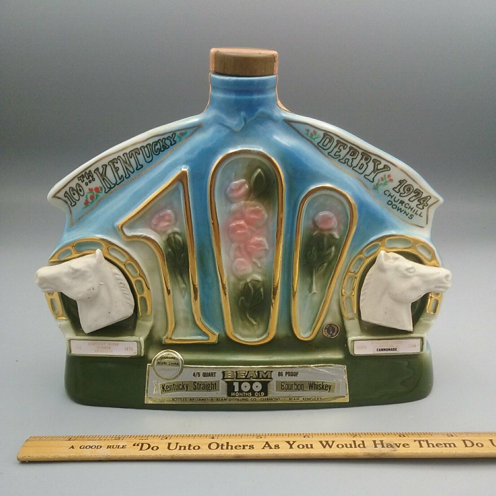 1974 Churchill Downs 100th Kentucky Derby Beam Kentucky Straight Liquor Bottle
