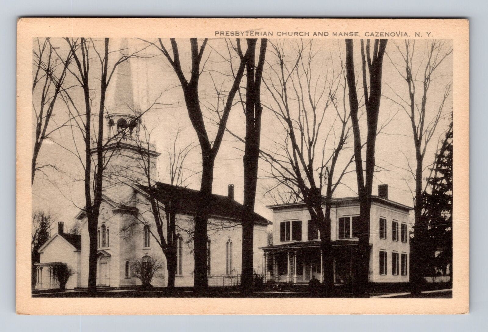 Cazenovia NY- New York, Presbyterian Church And Manse, Vintage c1952 Postcard