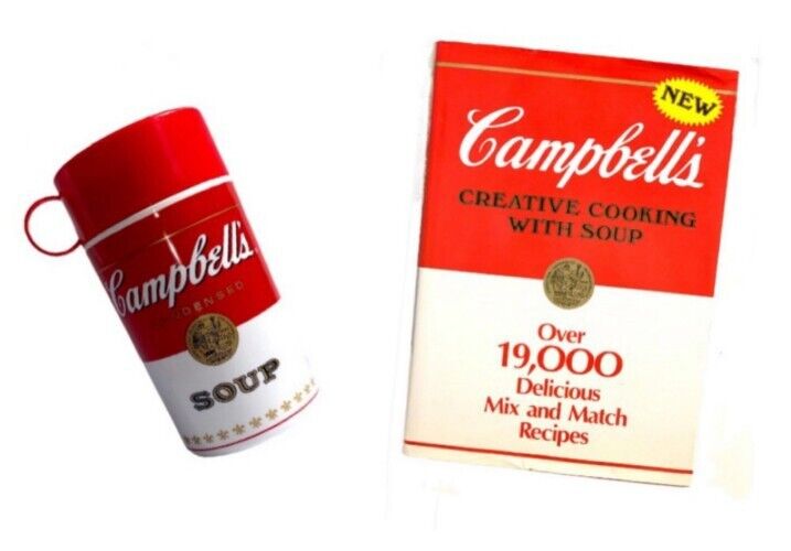 Vintage Campbell’s Soup Thermos and Campbell’s Creative Cooking Book. GUC