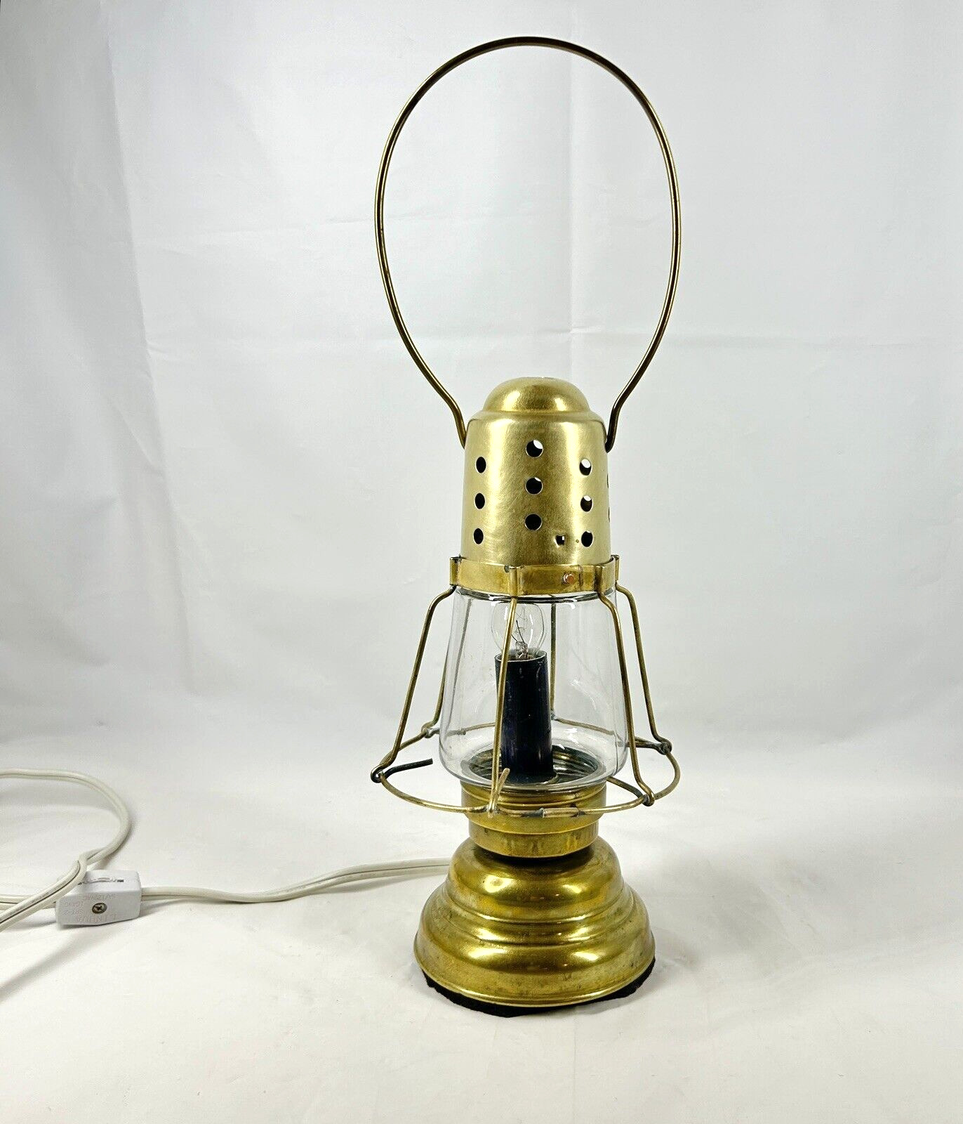Skaters Oil Lantern Converted To Electric Table Lamp Antique Brass Pat\'d 1837