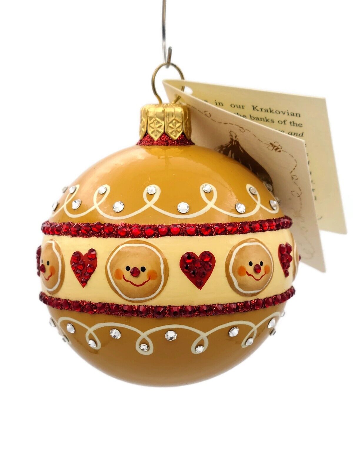 Patricia Breen Beguiling Orb Gingerbread Hearts Christmas Holiday Ornament