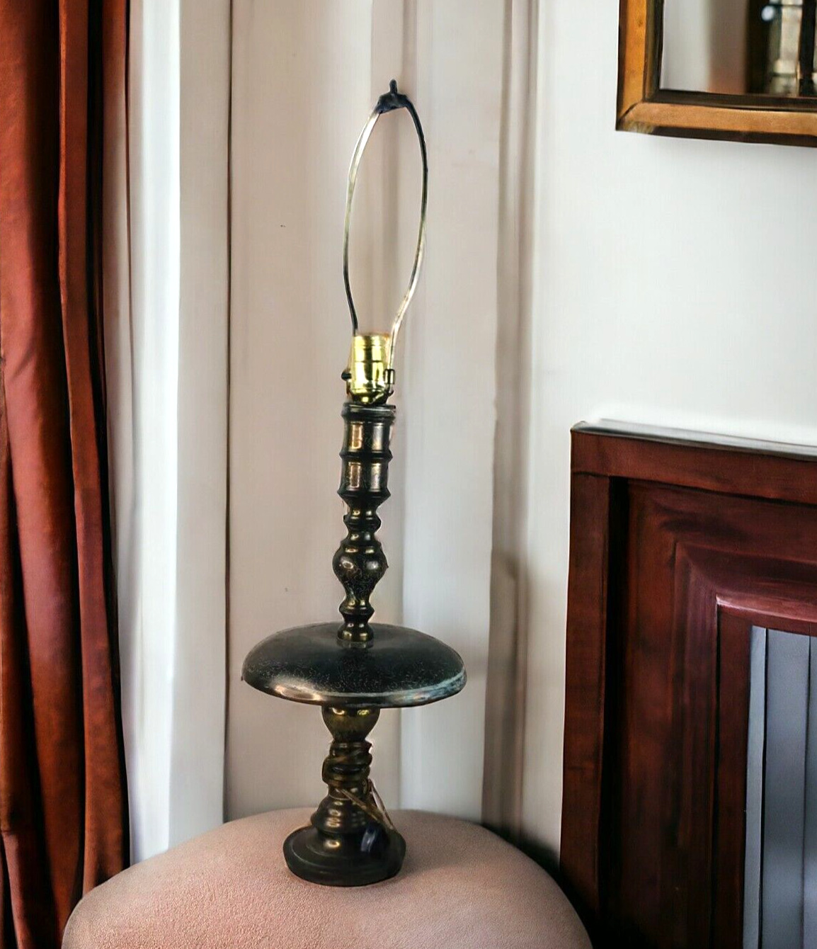 vtg brass embossed  table lamp 28.5\