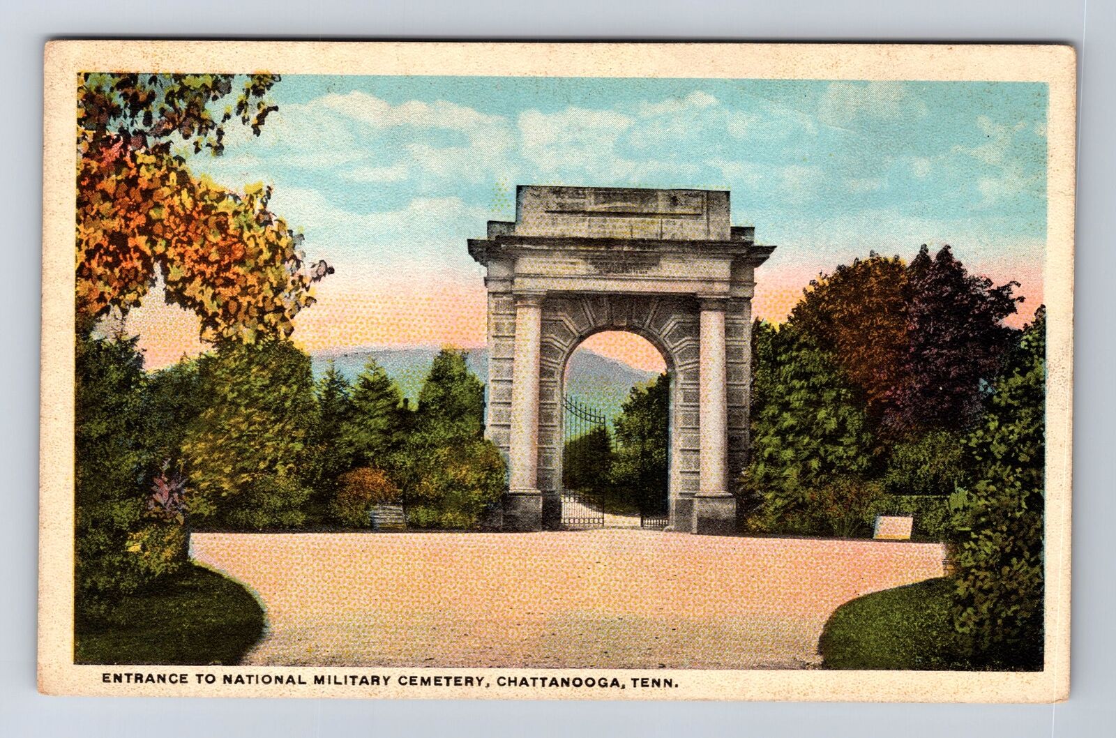 Chattanooga TN-Tennessee, Entrance To National Cemetery, Vintage Card Postcard