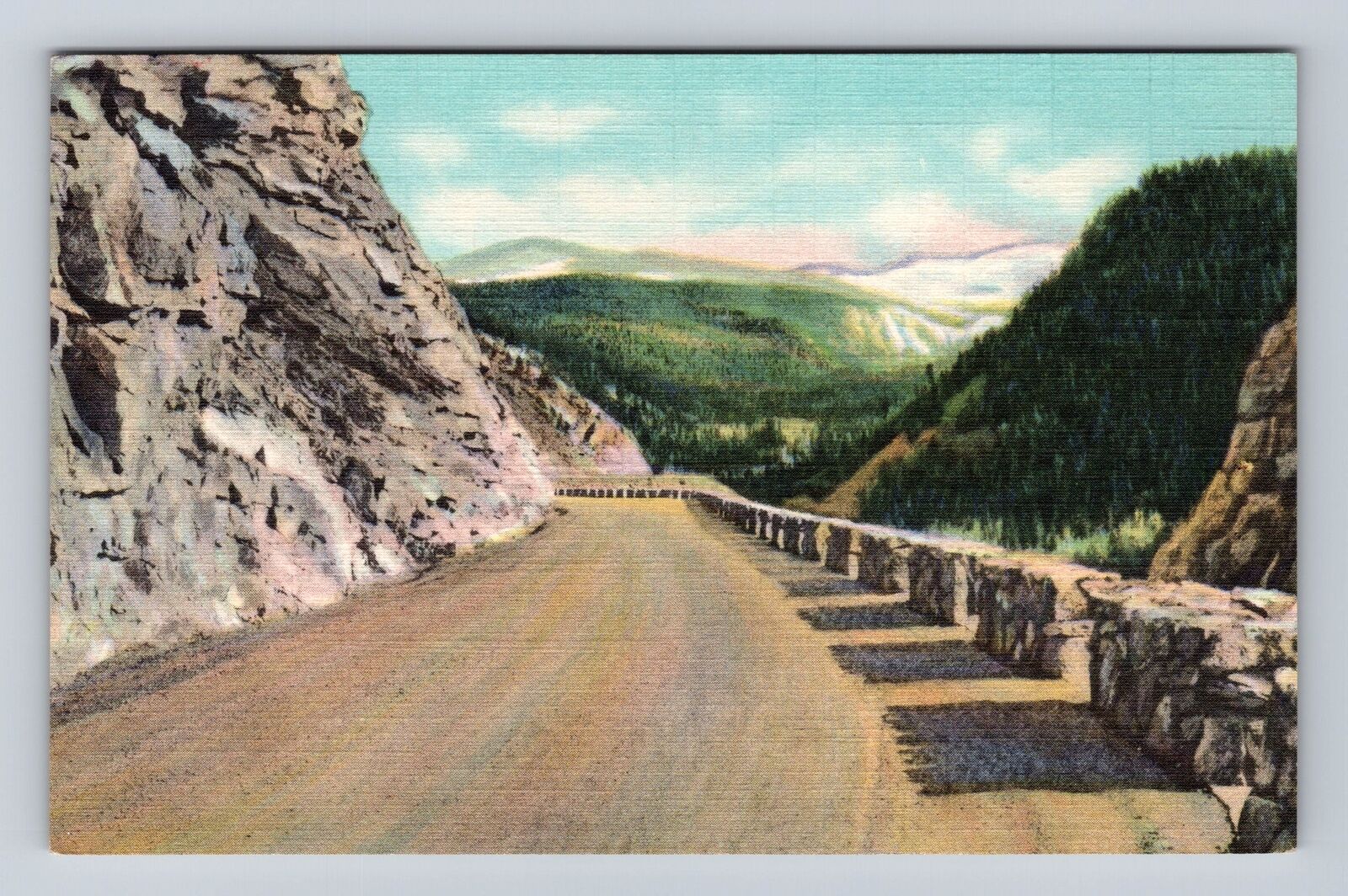 Chicago Creek Highway CO-Colorado, Snow Caps From High Cliffs, Vintage Postcard
