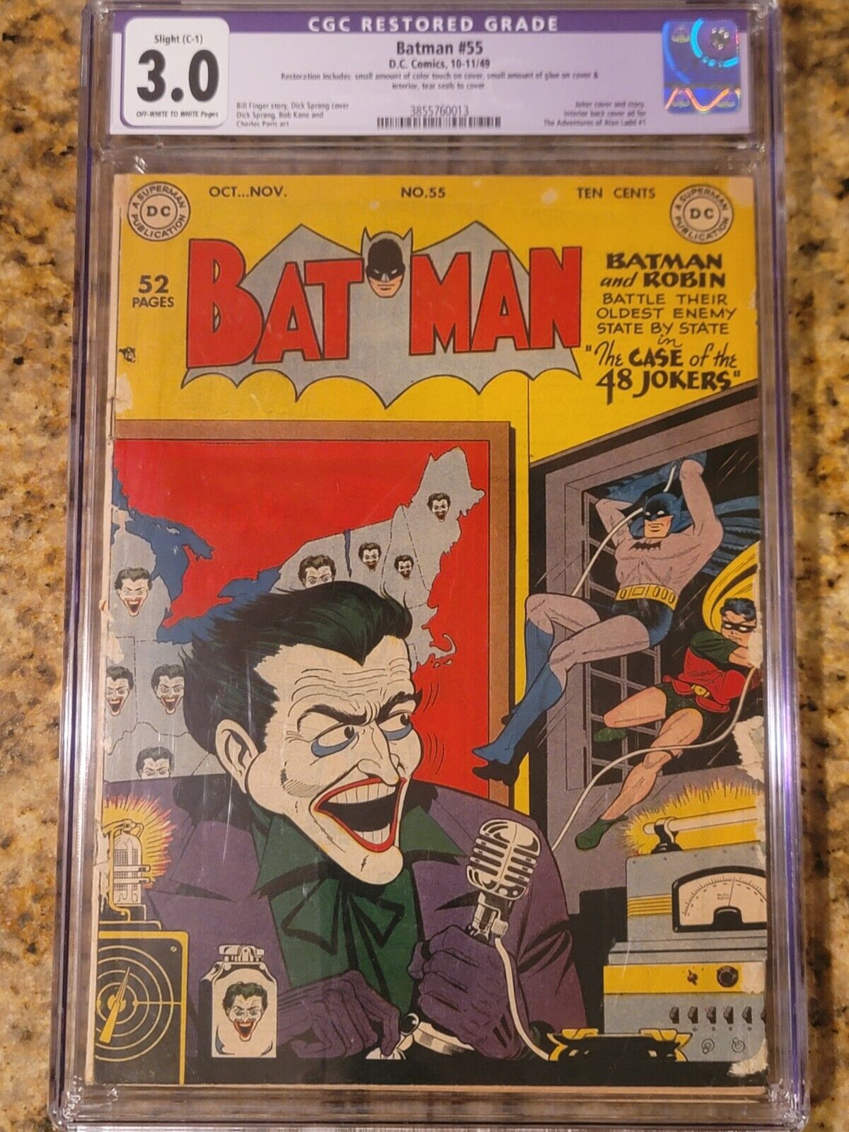 1949 D.C. Comics Batman 55 CGC 3.0. Joker Cover and Story