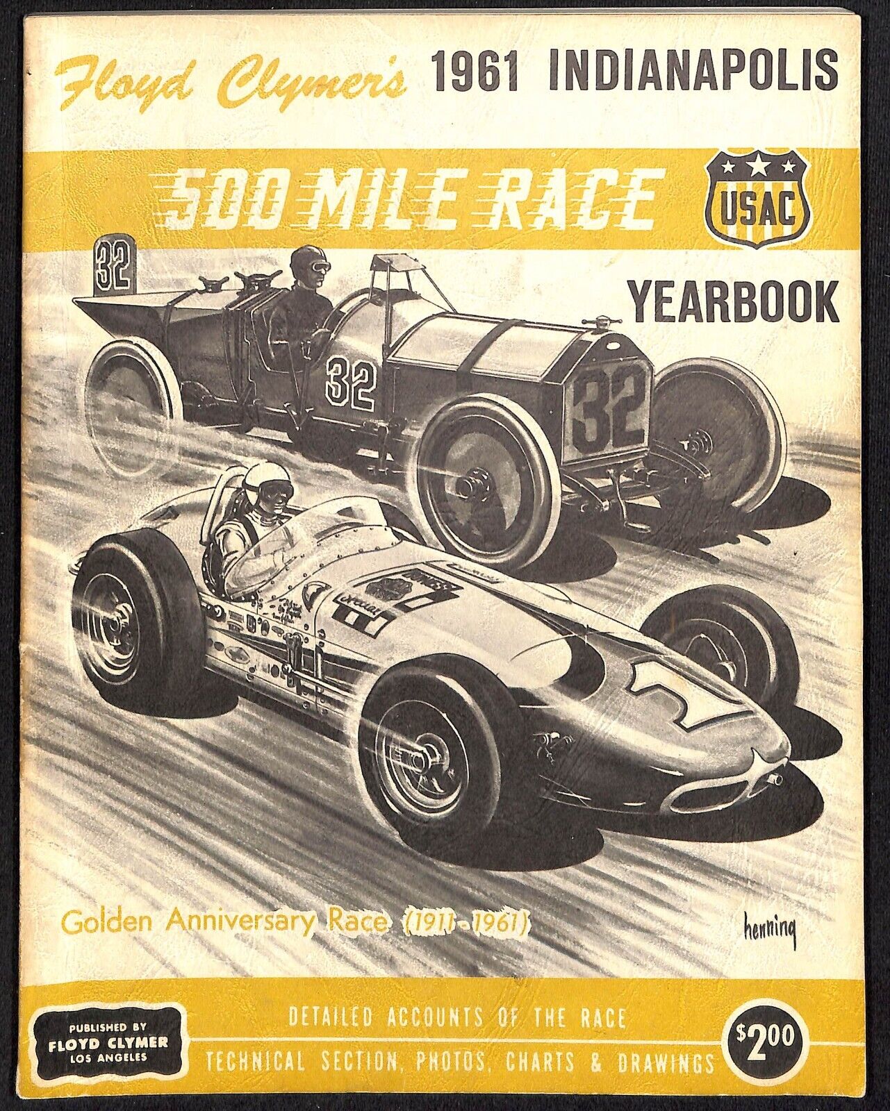 1961 Indy 500 Floyd Clymer\'s Indianapolis Yearbook IMS 160pp - VGC