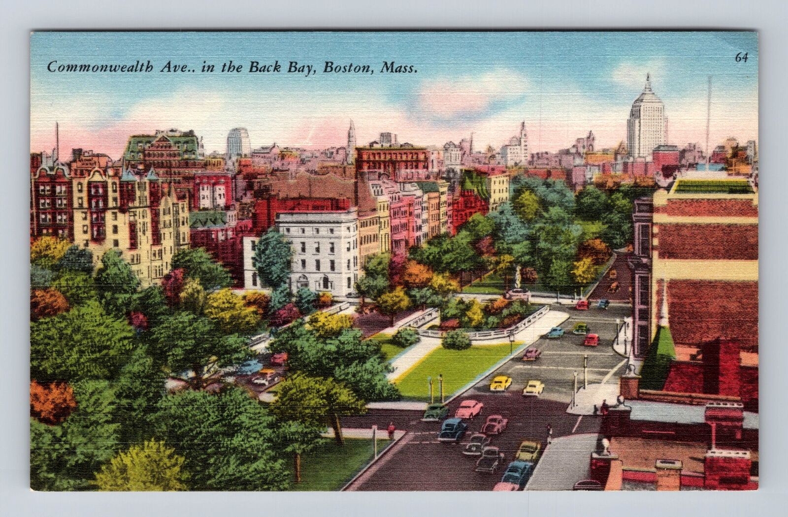 Boston MA-Massachusetts, Commonwealth Avenue, Advertisement, Vintage Postcard