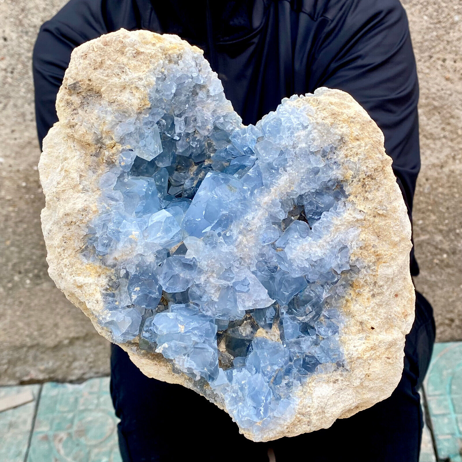 10.1LB Natural Beautiful Blue Celestite Crystal Geode Cave Mineral Specimen