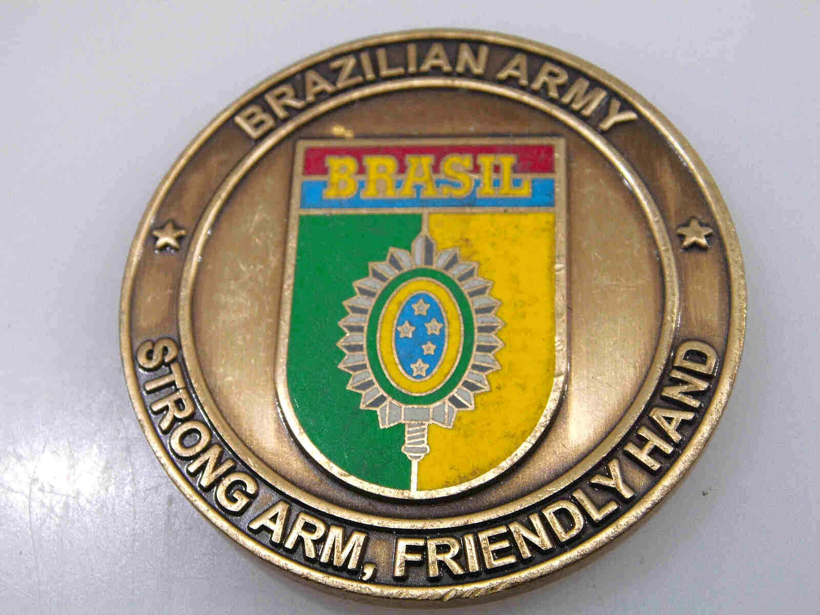 BRAZILIAN ARMY STRONG ARM FRIENDLY HAND CHALLENGE COIN
