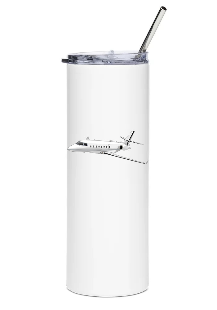 Gulfstream G200 Stainless Steel Water Tumbler with straw - 20oz.