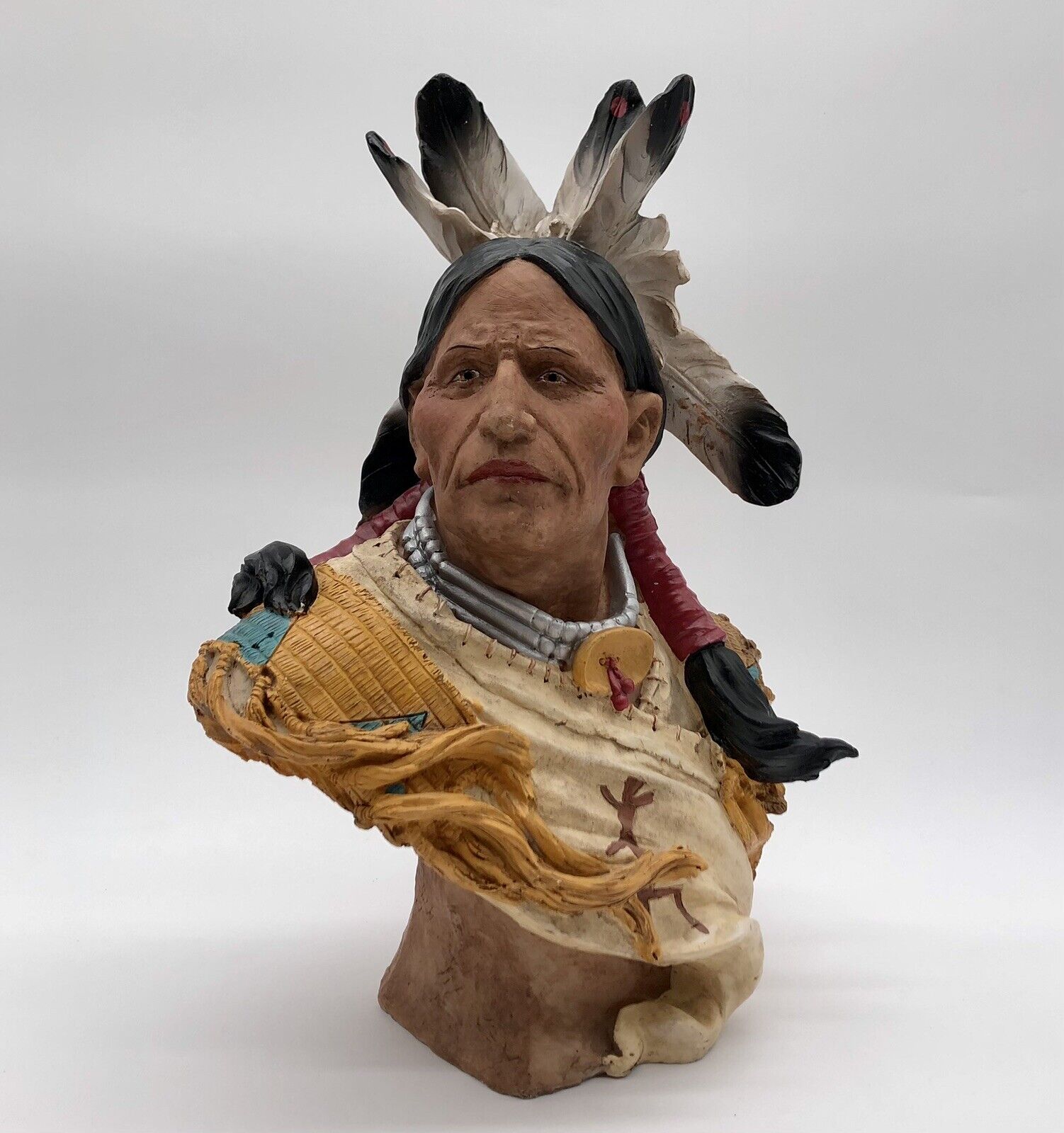 Native American Resin Statue Indigenous Peoples Male Bust