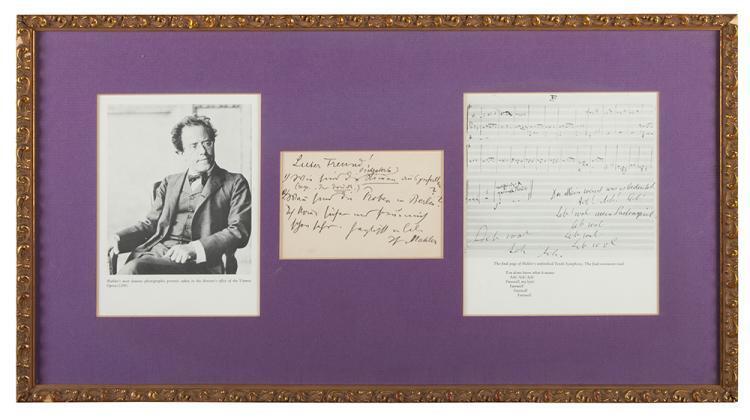 Mahler, Gustav. Autographed Note Signed. Lot 62