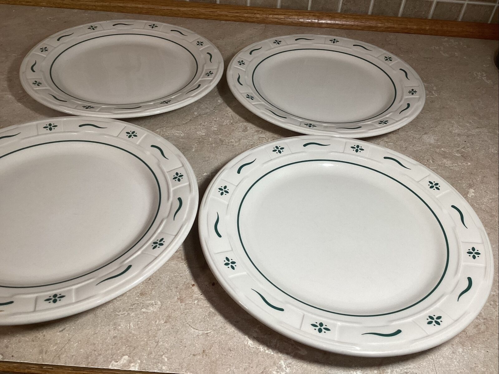 FOUR Longaberger Pottery Woven Traditions Heritage Green 10