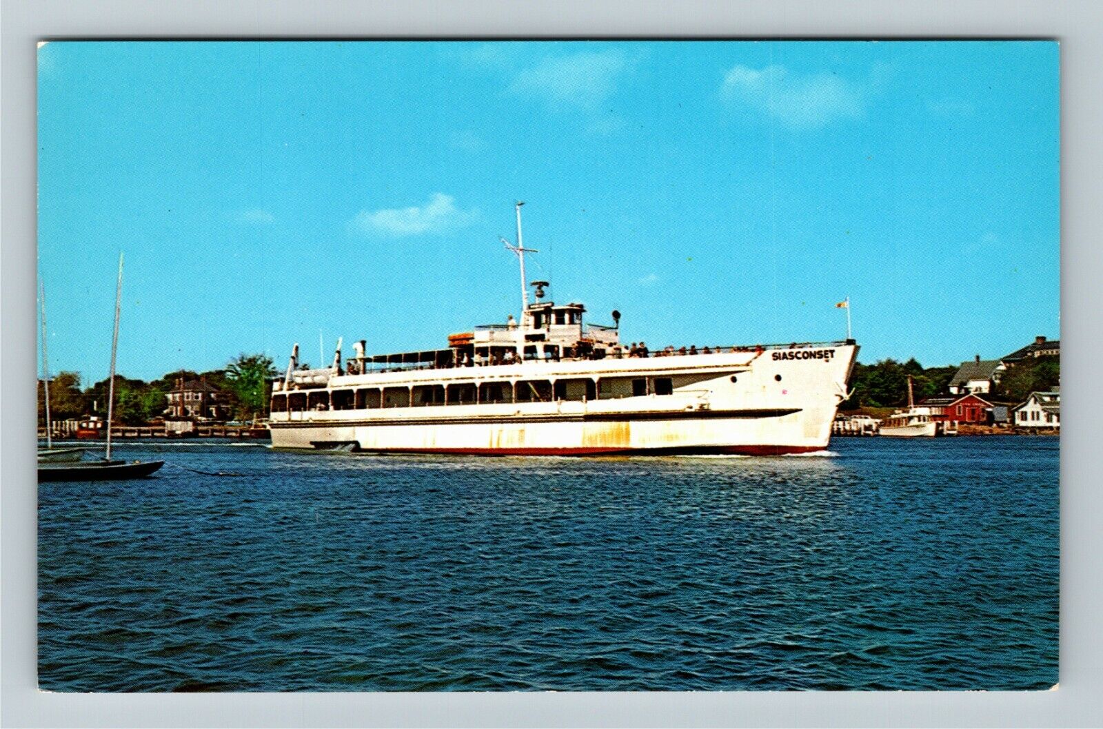 Excursion Boat Siasconset Leaving Hyannis Harbor Vintage Souvenir Postcard
