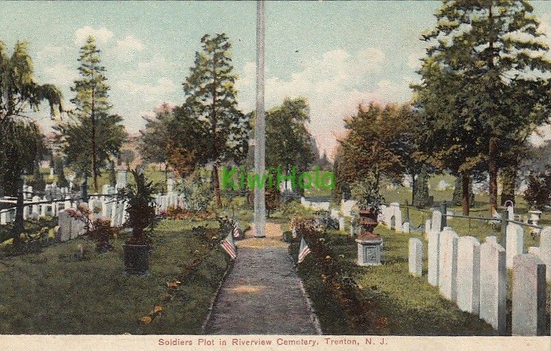 Postcard Soldiers Plot Riverview Cemetery Trenton NJ New Jersey