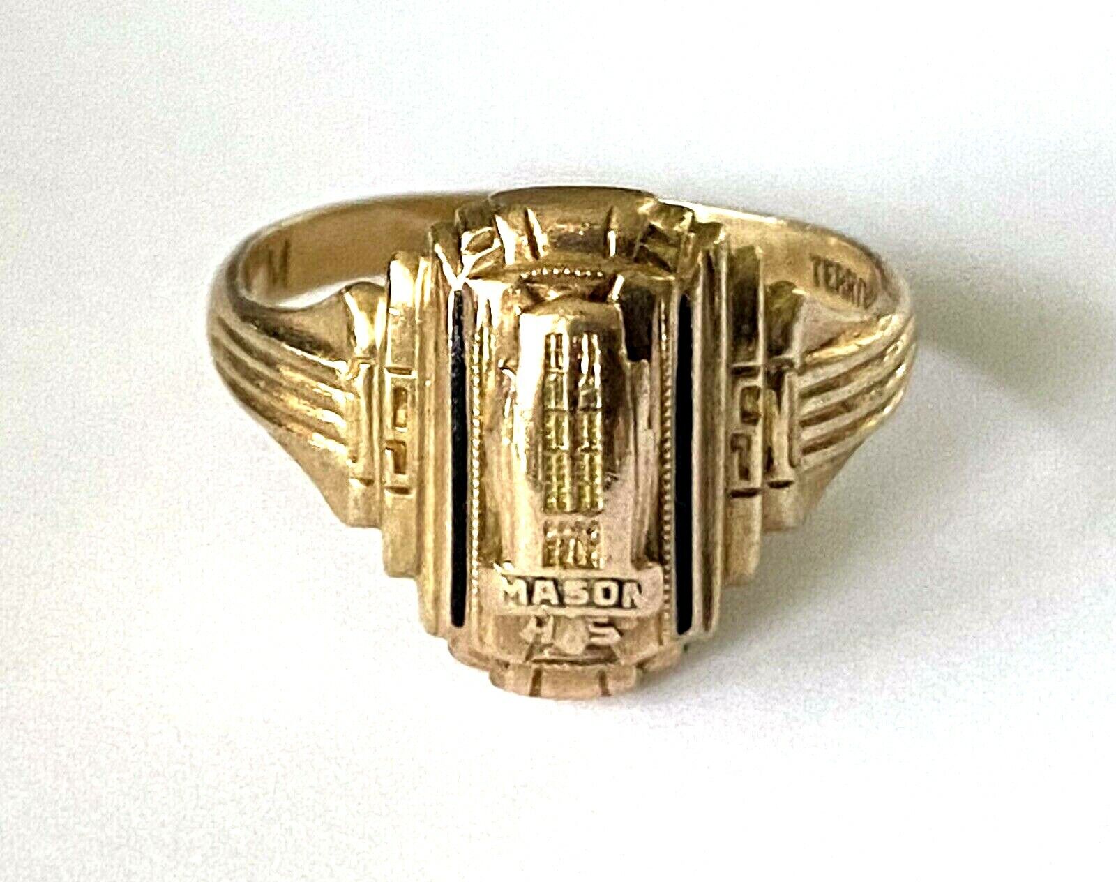 Vintage 1951 Mason High School Terryberry 10K Yellow Gold Ladies Class Ring