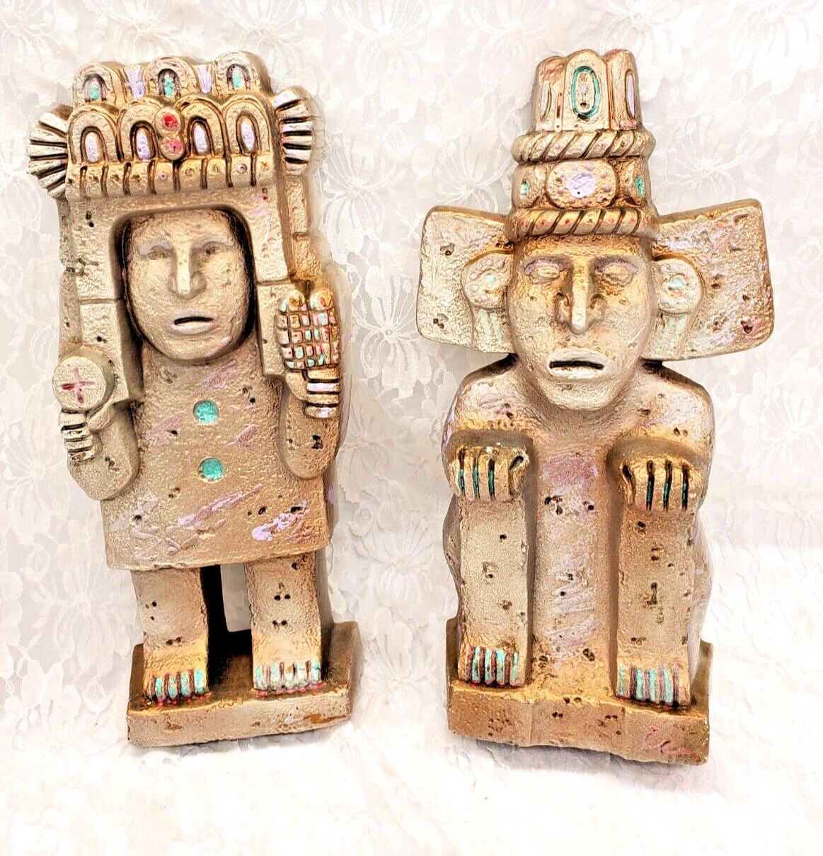 Aztec Mayan Tiki Bar Art Mexico Vintage 1968 Burwood 3D Wall Sculpture SET OF 2