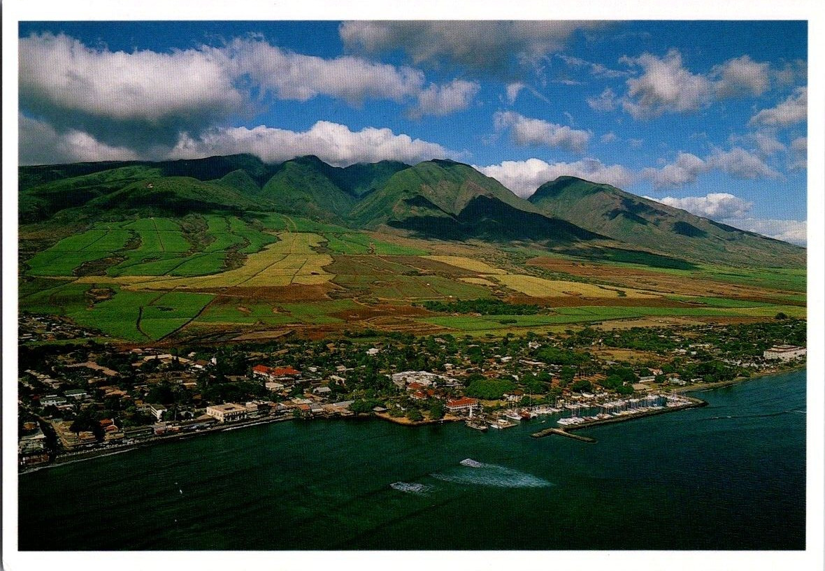 Ariel view Lahaina Harbor Hawaii Vintage Iconic Sought After Postcard Unposted