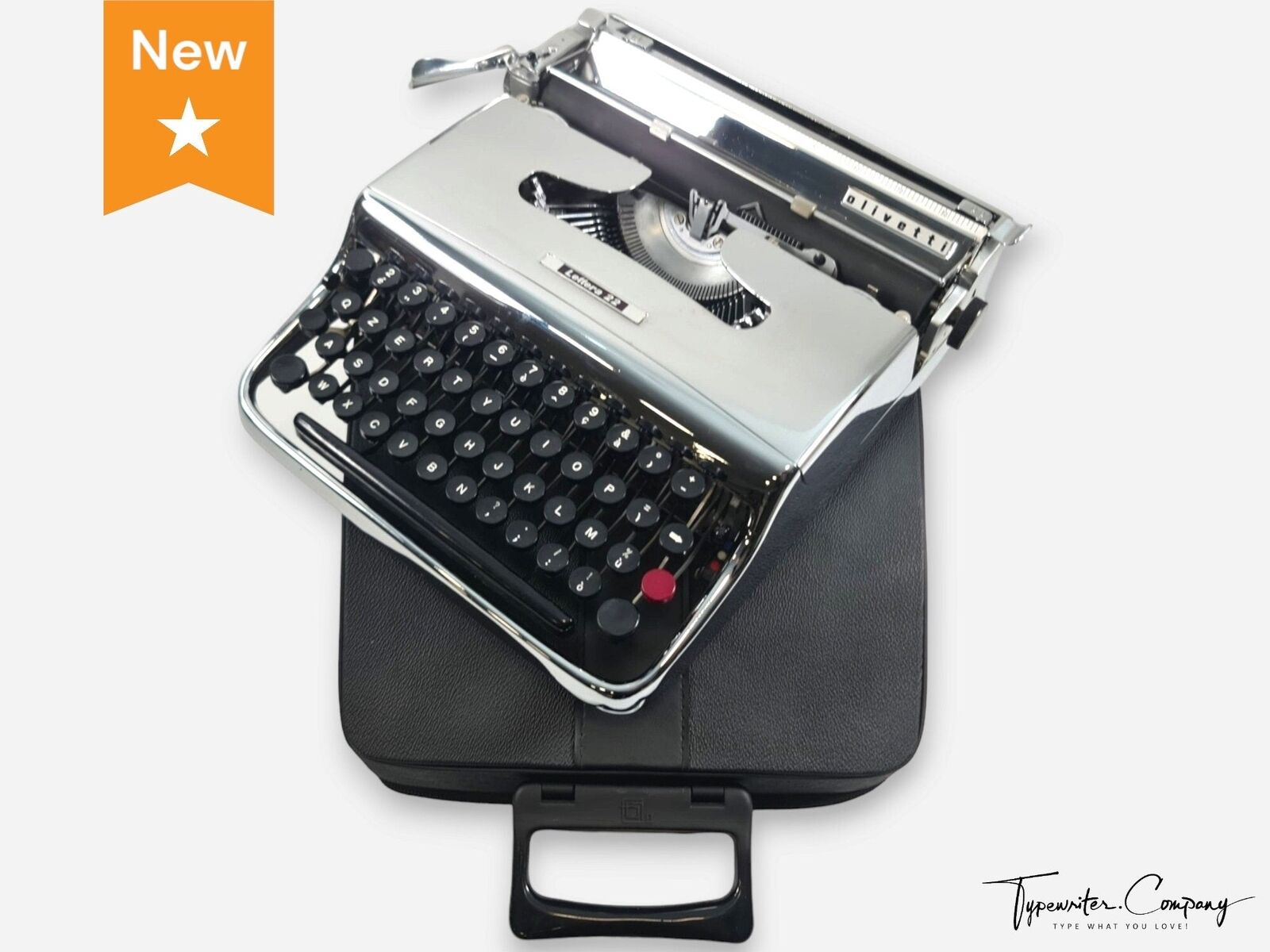 Olivetti Lettera 22 Chrome-Plated Vintage Manual Typewriter, Serviced