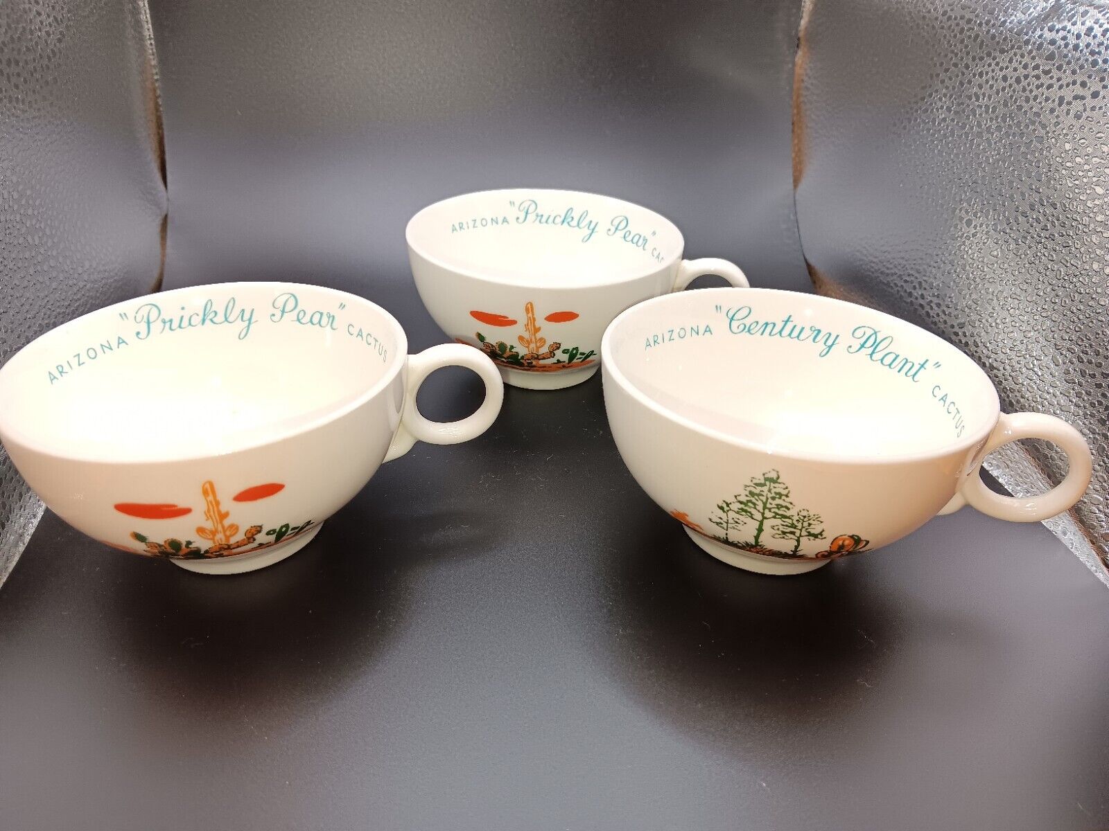 VINTAGE SOUVENIR BLAKELY ARIZONA PRICKLY PEAR & Century Plant tea cups