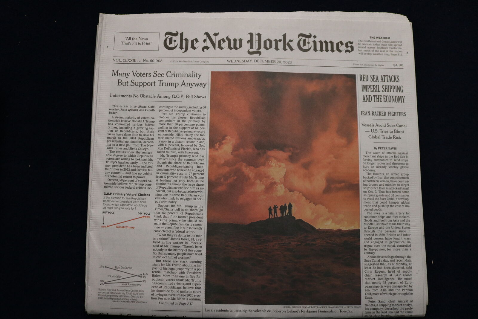2023 DECEMBER 20 NEW YORK TIMES - RED SEA ATTACKS IMPERIL SHIPPING AND ECONOMY
