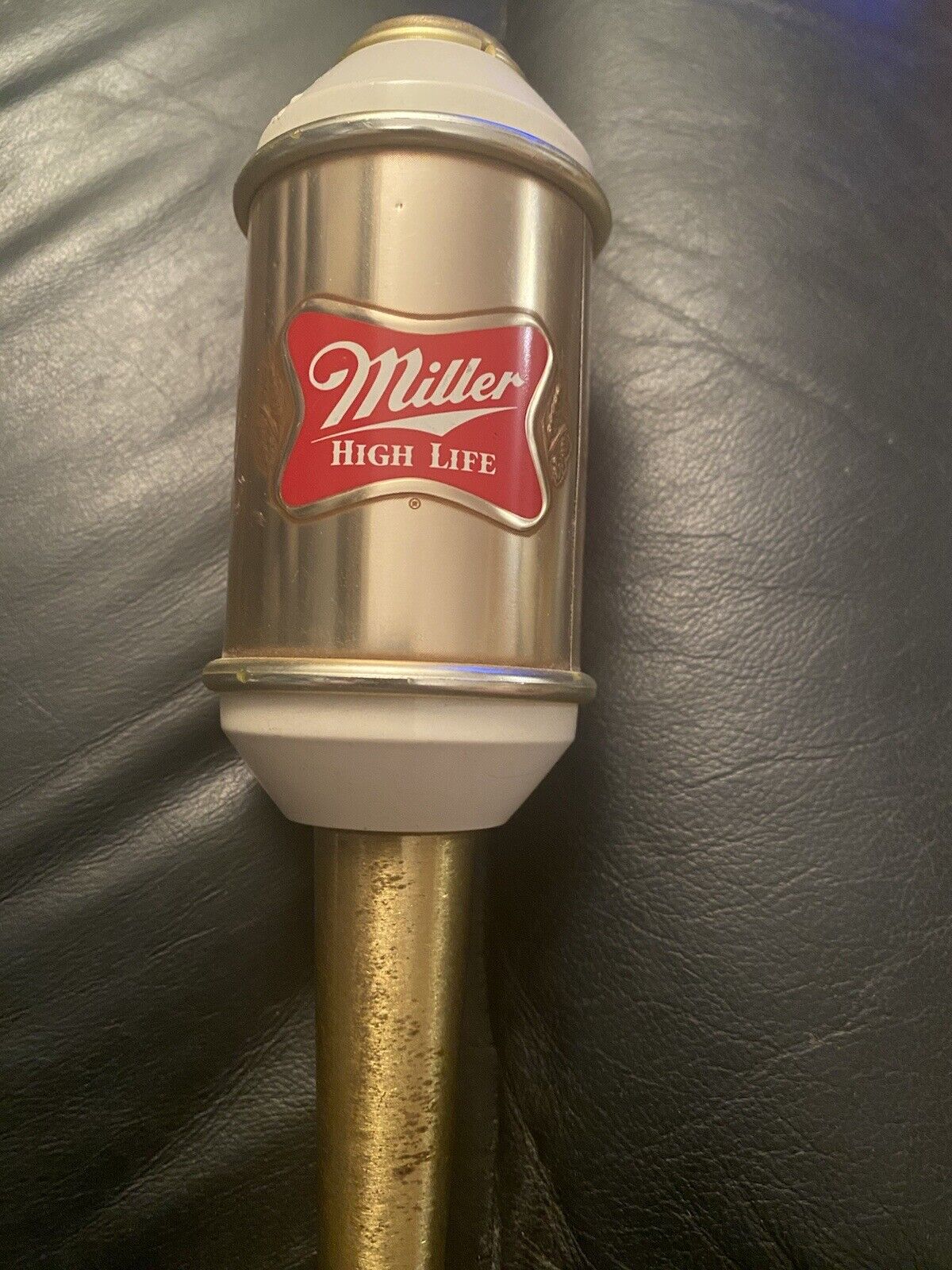 Rare Vintage MILLER HIGH LIFE Beer Cylinder Tap Handle Milwaukee Man Cave Bar