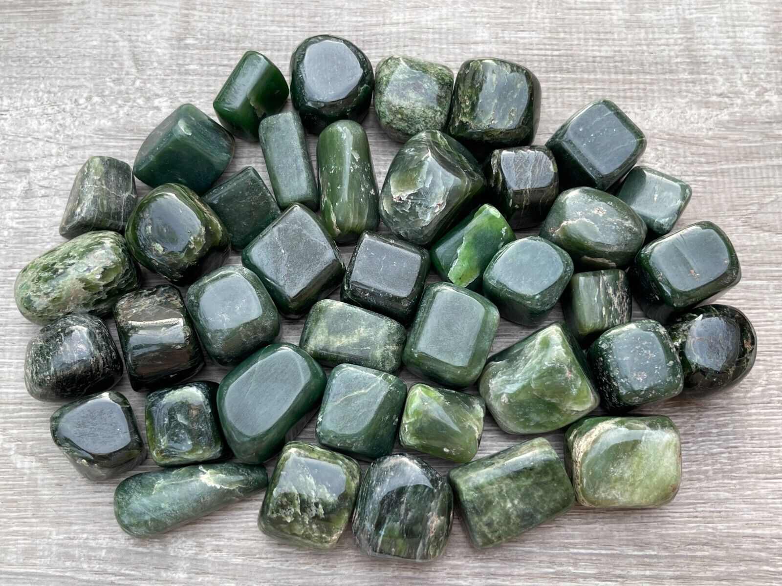 Nephrite Jade Tumbled Stones, 1-1.5 Inch Nephrite Jade Crystals, Healing Crystal