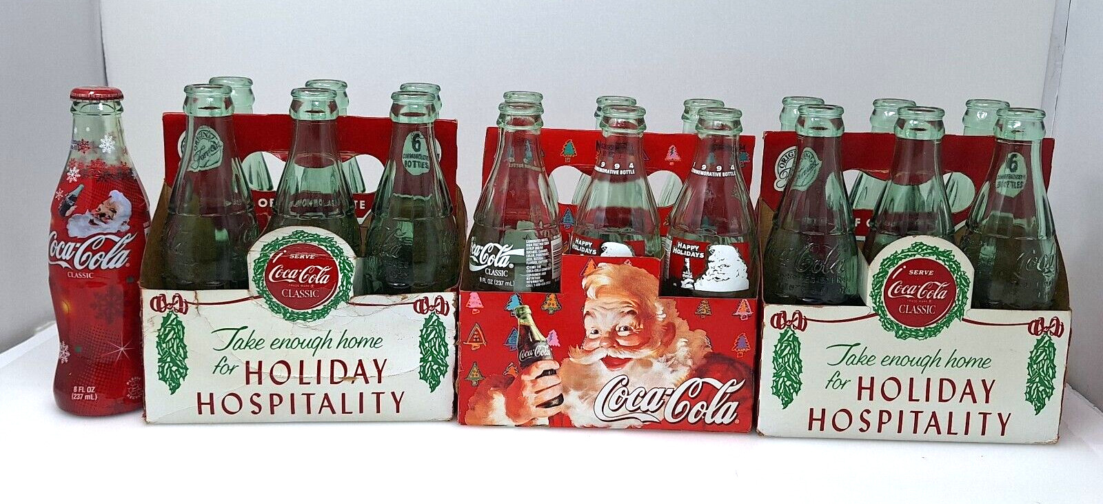 Vintage Lot Coca-Cola Classic Holiday Hospitality 3x 6 Pack Dec 1923 Bottles + 1