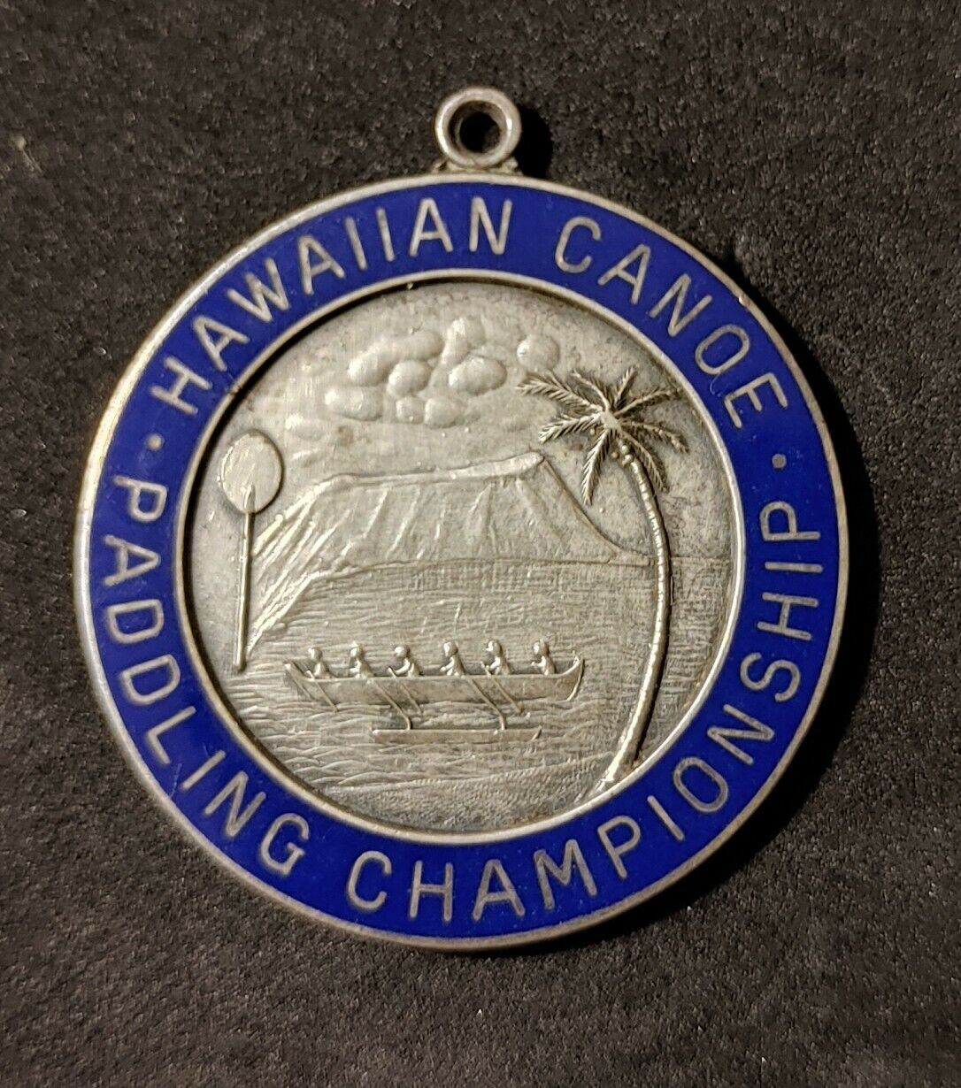 Territorial Hawaii Canoe Paddling Championship Sterling Silver Medal-Rare Gem