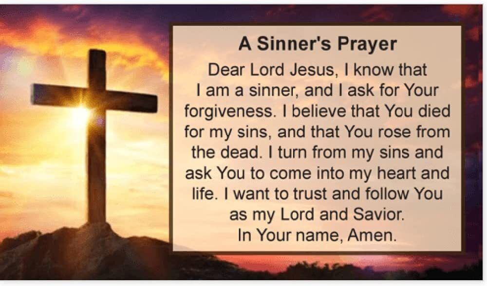 A Sinner\'s Prayer Card, Scripture Bible Verse, Pocket Size 3.5x2\
