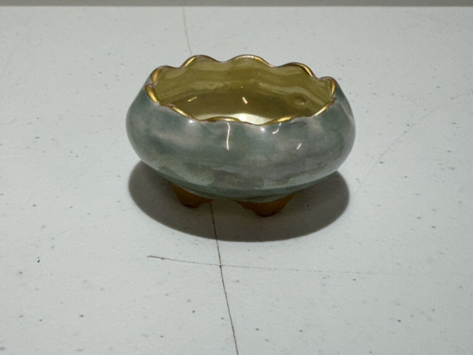 Vintage D & C France Mini Trinket Bowl Dish iridescent Gold