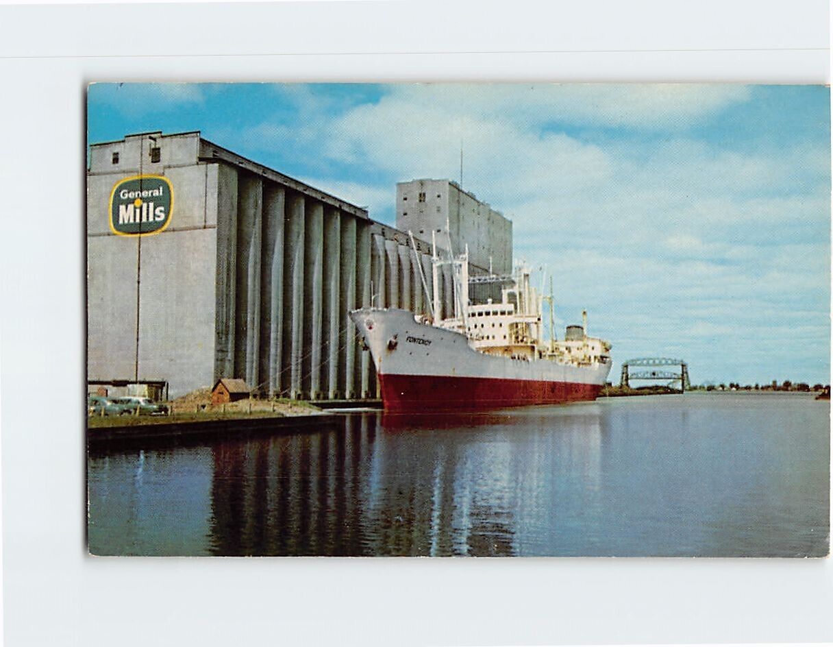 Postcard Fontenoy loading grain at Duluth Superior Harbor